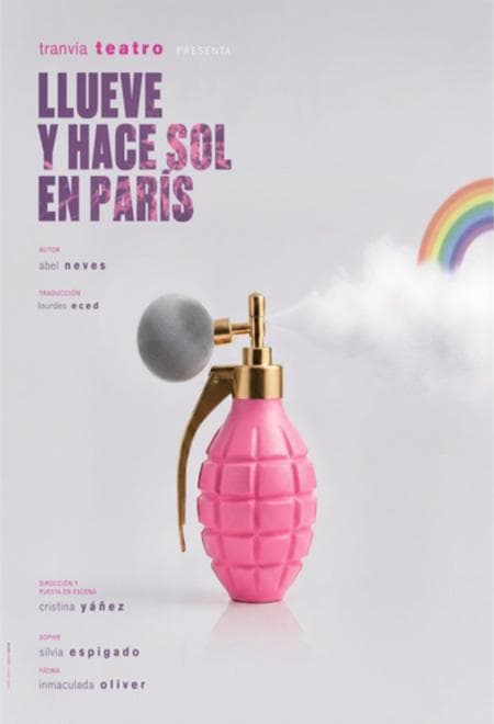 Cartel de «Llueve y hace sol en París», de Tranvía Teatro, en Tauste