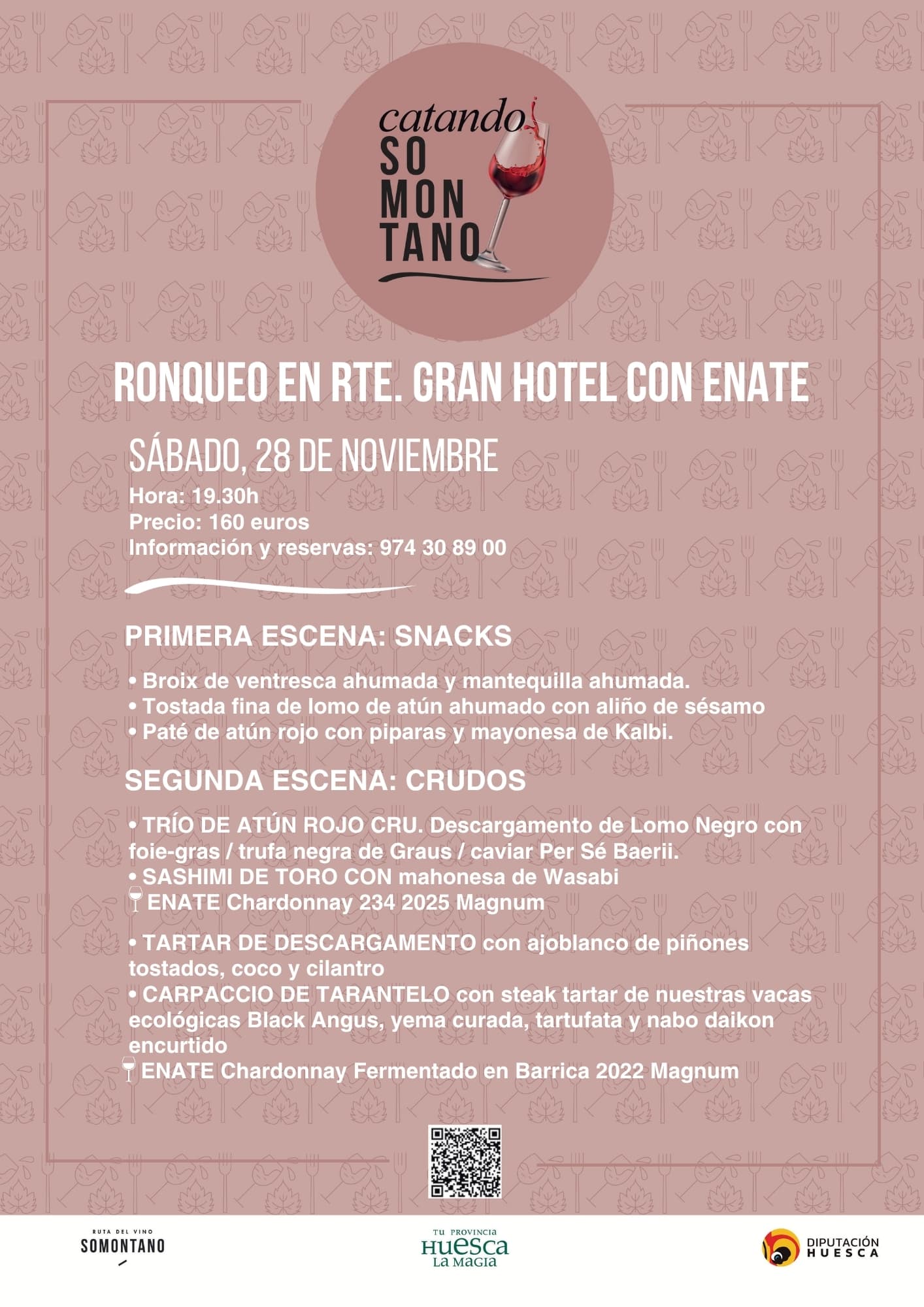 Cartel de Ronqueo de atún rojo en el Restaurante Gran Hotel con ENATE