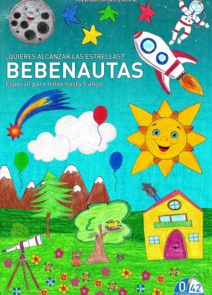 Cartel de Bebenautas en el Planetario de Aragón