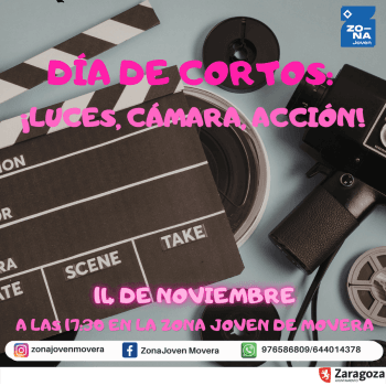 Cartel de Día de cortos: ¡Luces, cámara y acción!