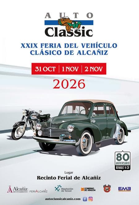 Cartel de AutoClassic Alcañiz: feria del vehículo clásico