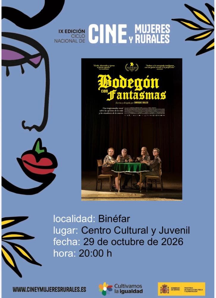 Cartel de Cine y Mujeres Rurales en Binéfar: «Bodegón con fantasmas»