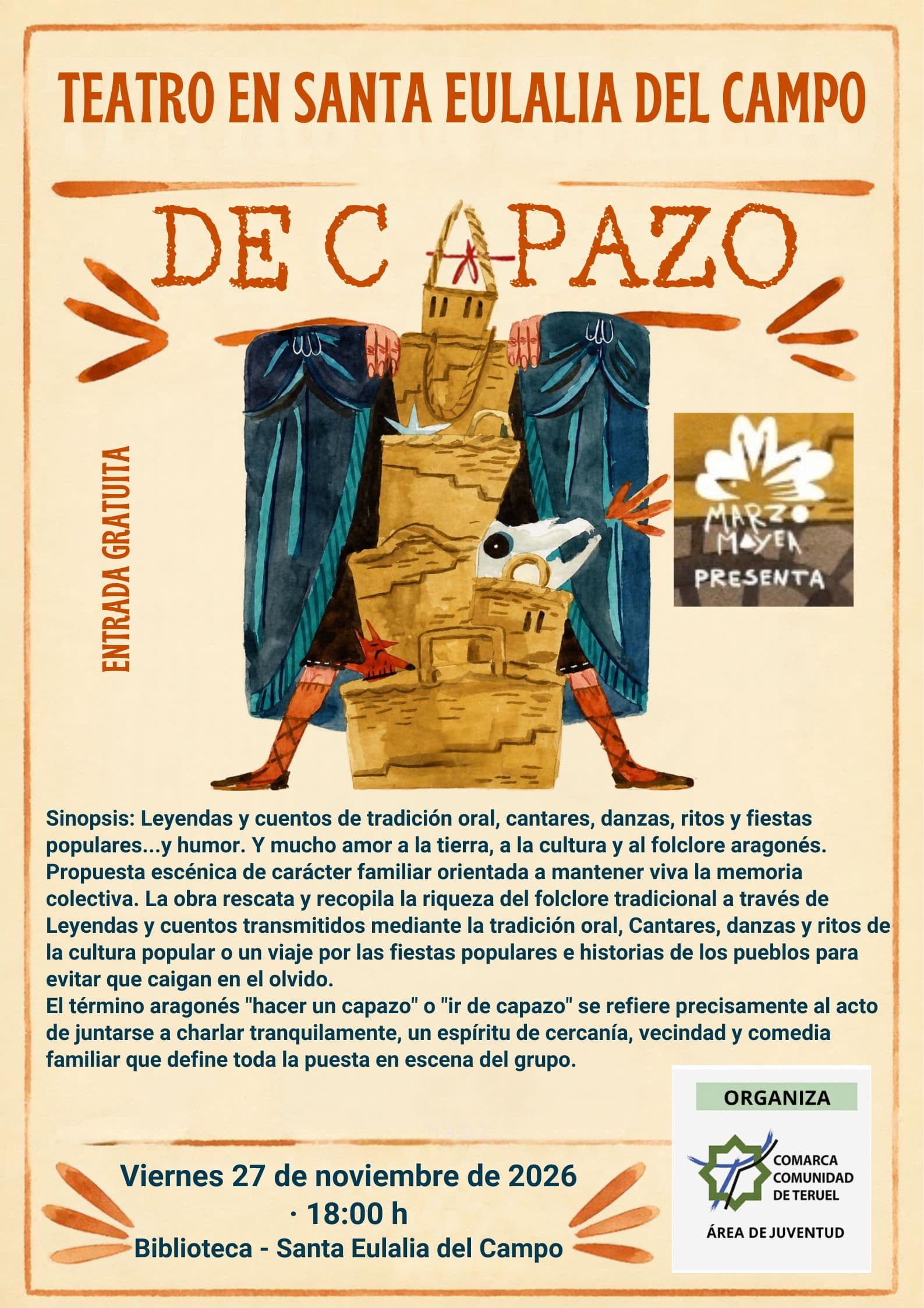 Cartel de Teatro: «De capazo», de Marzo Meya, en Santa Eulalia