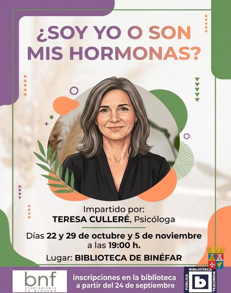 Cartel de Conferencias «¿Soy yo o son mis hormonas?», con Teresa Culleré