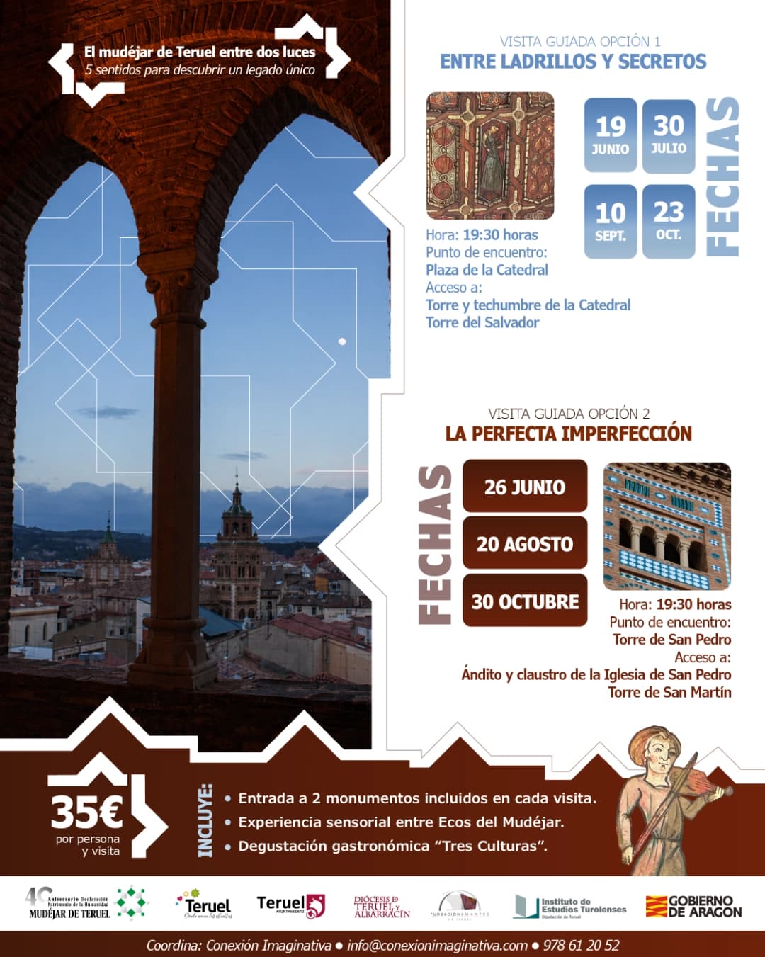 Cartel de «La perfecta imperfección»: visita al atardecer al ándito de San Pedro y la Torre de San Martín