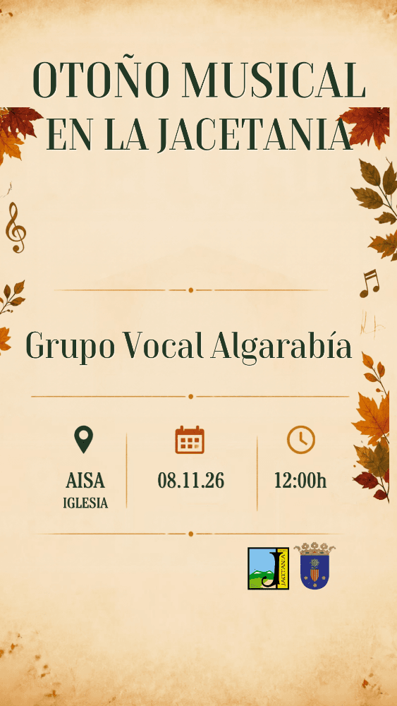 Cartel de Otoño Musical en La Jacetania: Grupo Vocal Algarabía en Aísa