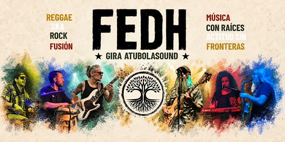Cartel de FEDH en directo: reggae, ska y rock