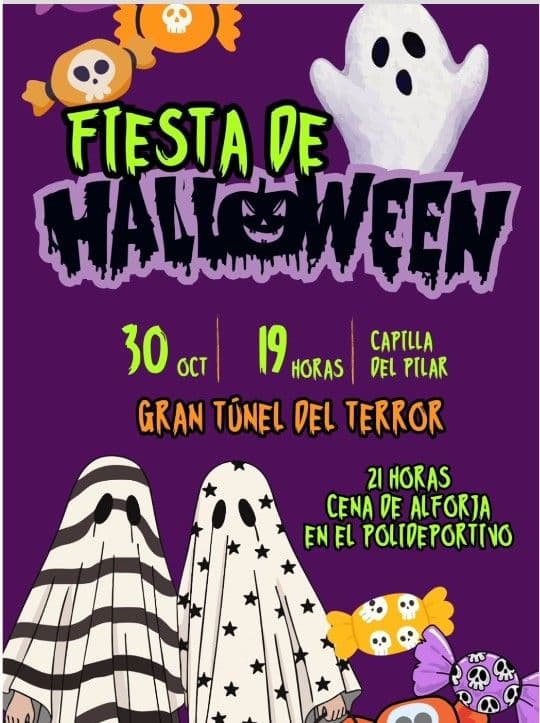Cartel de Fiesta de Halloween en Calaceite: túnel del terror