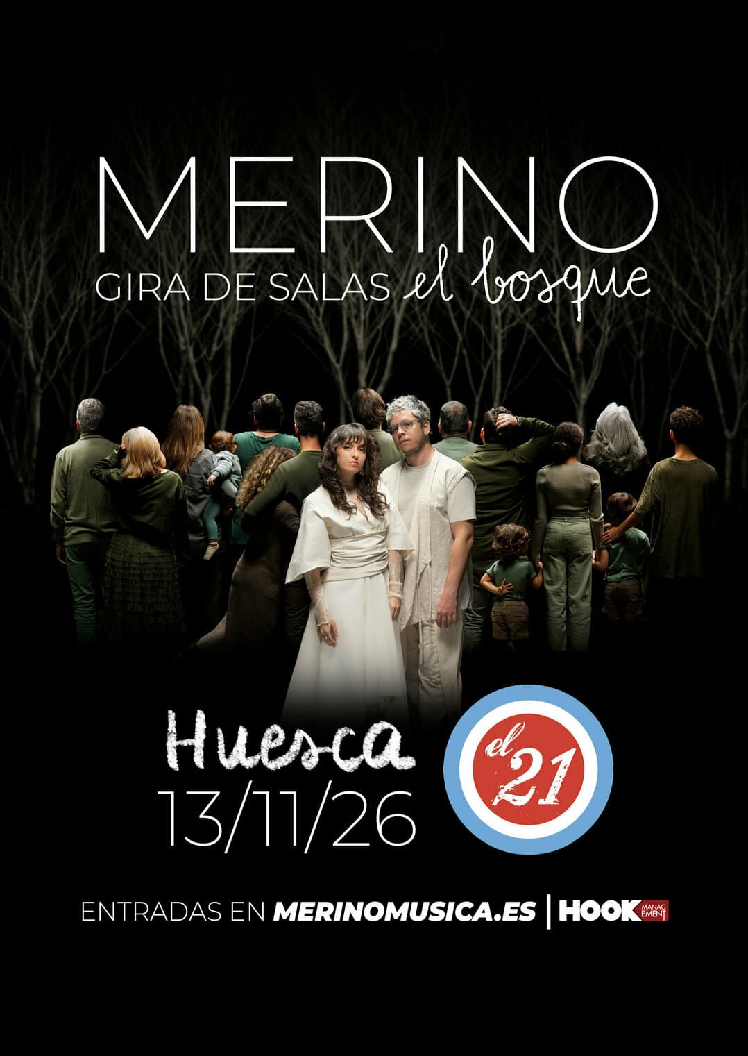 Cartel de Merino en Huesca: gira «El Bosque»