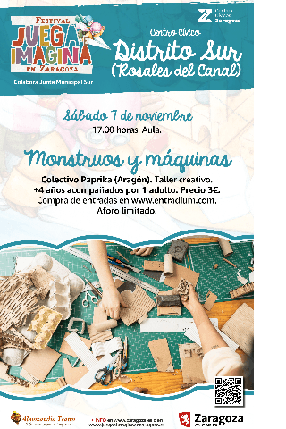 Cartel de Juega e Imagina: Monstruos y Máquinas. Colectivo Paprika (Aragón)