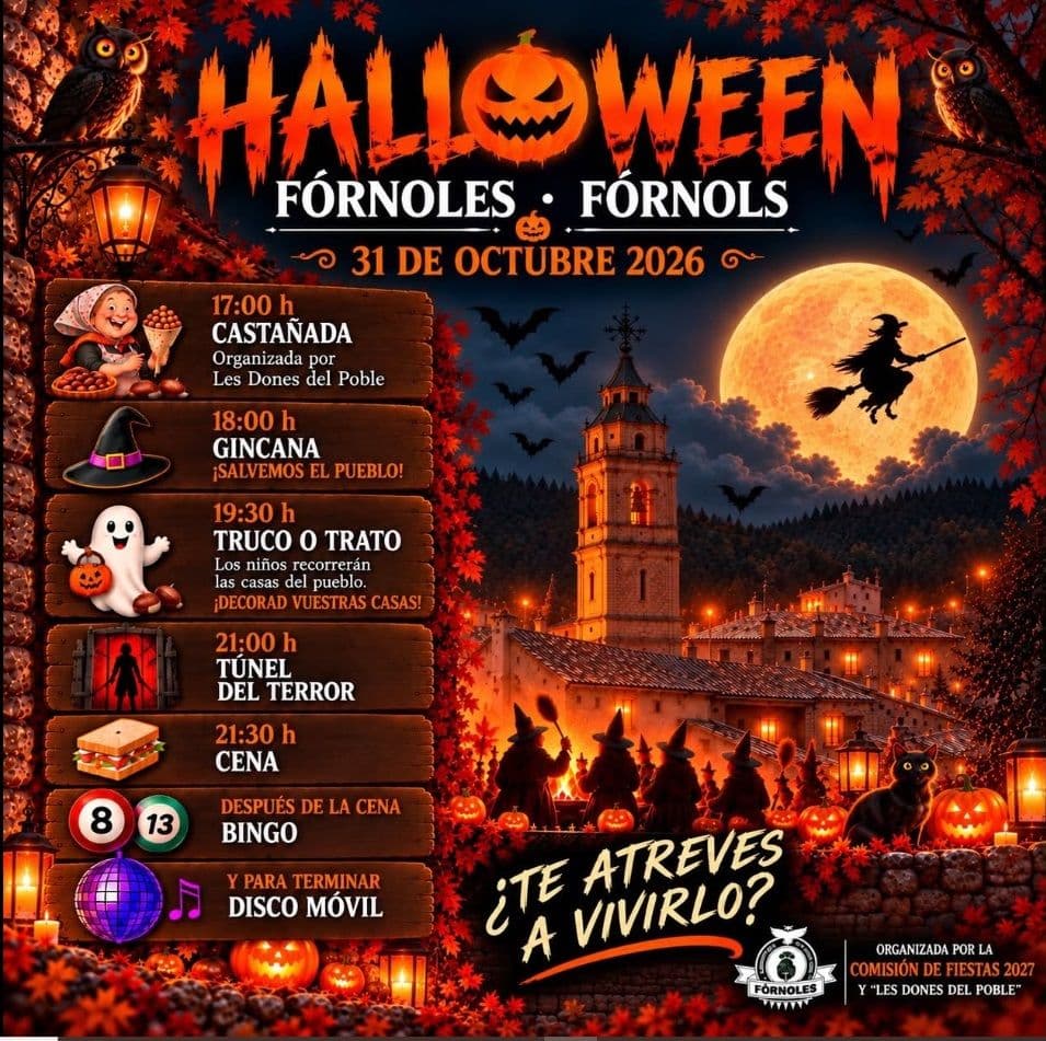 Cartel de Castañada y Halloween en Fórnoles