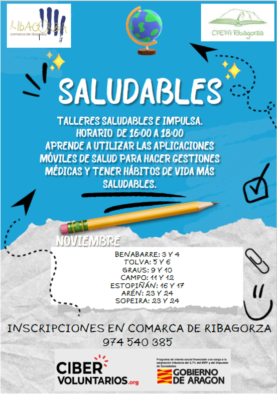 Cartel de Taller gratuito de móviles y salud para mayores en Campo