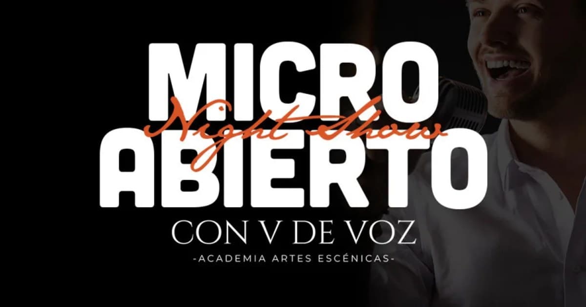 Cartel de Con V de Voz: micro abierto