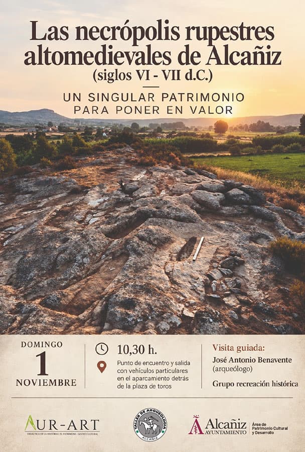 Cartel de Visita guiada a las necrópolis rupestres altomedievales de Alcañiz