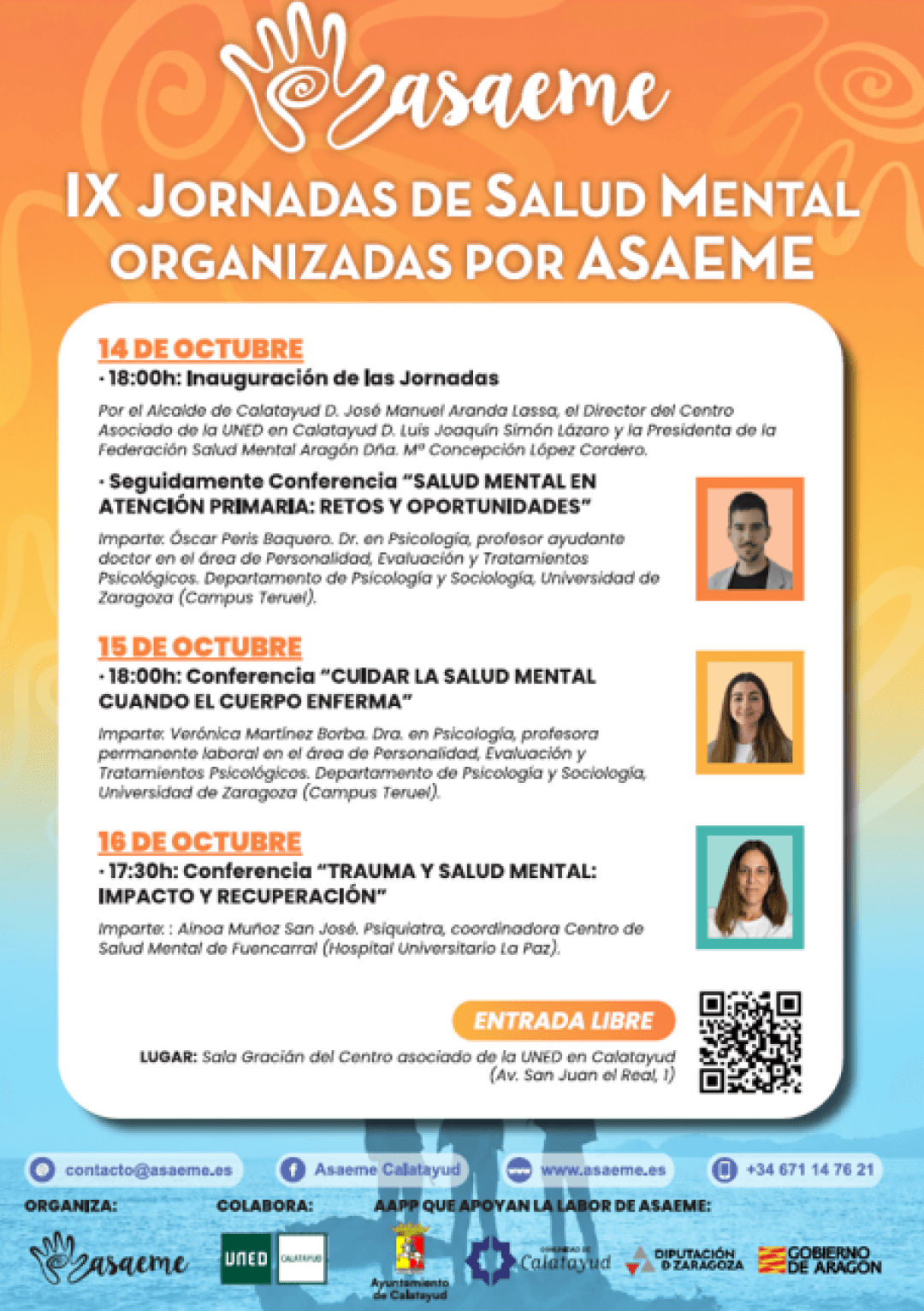 Cartel de IX Jornadas de Salud Mental de ASAEME en Calatayud