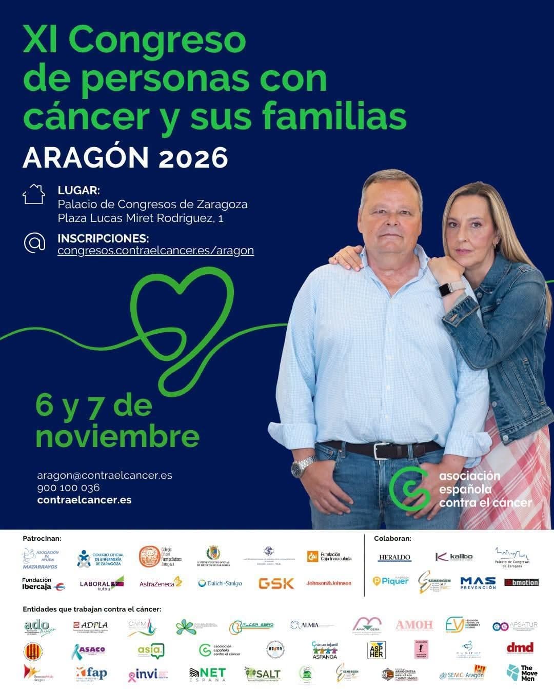 Cartel de XI Congreso de personas con cáncer y sus familias en Aragón