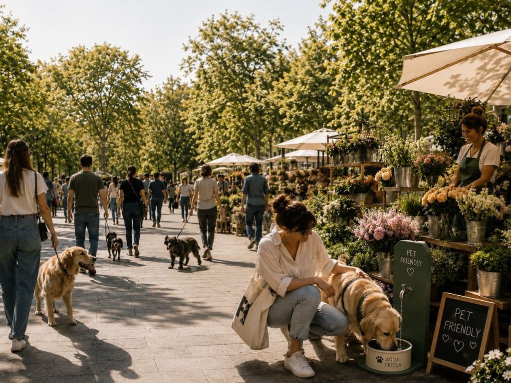 Cartel de Mercado de Flores y Mascotas «El jardín del Gancho»
