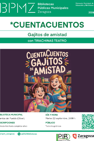 Cartel de CUENTACUENTOS "Gajitos de amistad" con Tirachinas Teatro