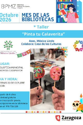 Cartel de Taller de catrinas: ¡pinta tu calaverita!
