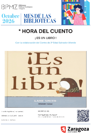 Cartel de Cuentacuentos "La biblioteca de los libros" en colaboración con el Centro de Convivencia de Mayores Salvador Allende