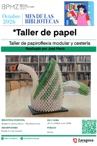 Cartel de Taller de papiroflexia modular y cestería en papel