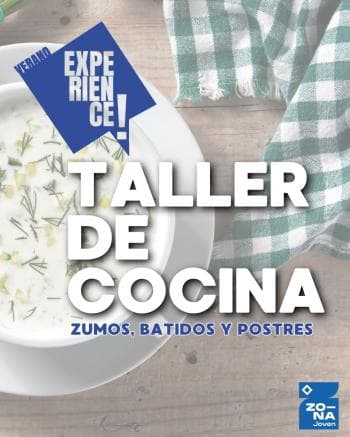 Cartel de Taller de cocina: zumos, batidos y postres
