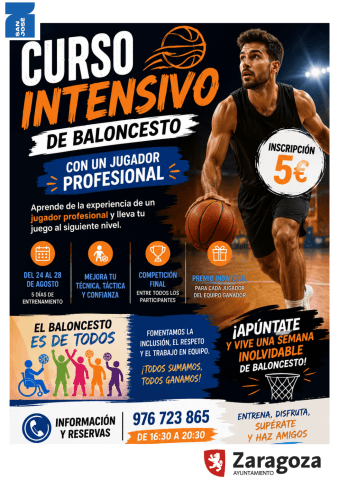 Cartel de Curso intensivo de Baloncesto