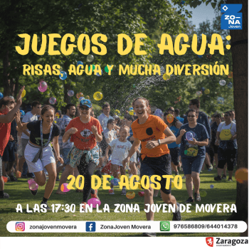 Cartel de Juegos de agua: risas, agua y mucha diversión
