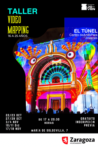 Cartel de Taller de videomapping, con Yaguar Visual