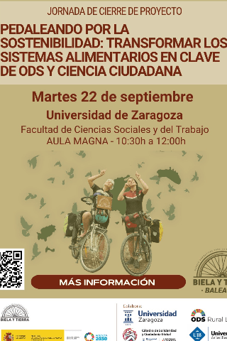 Cartel de Jornada Pedaleando por la sostenibilidad: transformar los sistemas alimentarios en clave de ODS y ciencia ciudadana