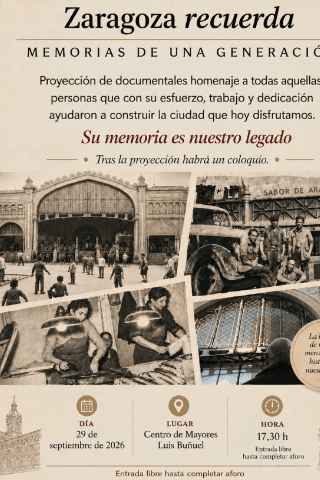 Cartel de Zaragoza Recuerda:Los históricos del mercado central.Memoria de una generación