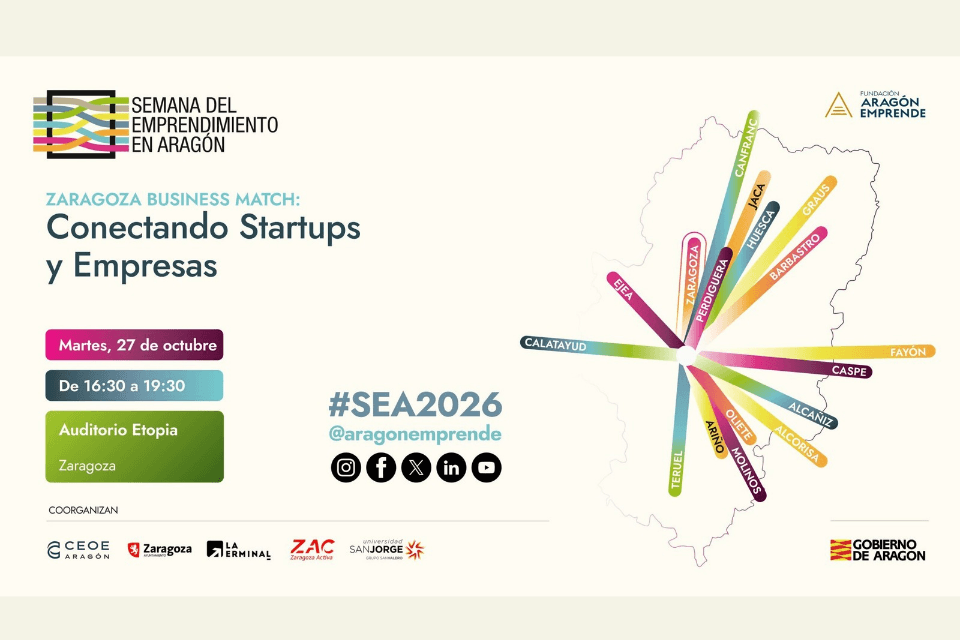 Cartel de Zaragoza Business Match: conectando startups y empresas