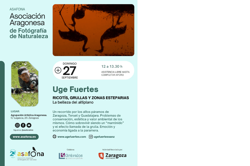 Cartel de XXI Jornadas Aragonesas de Fotografía de Naturaleza, con Uge Fuertes